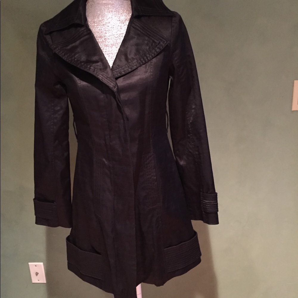 Black Bebe trench coat.